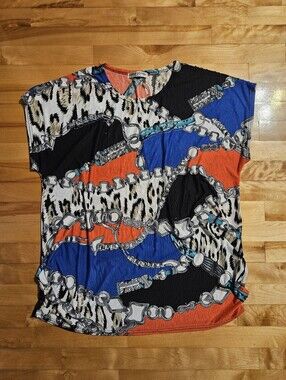 Casa Donna Gorgeous Multicoloured Chain Print Top Size XL